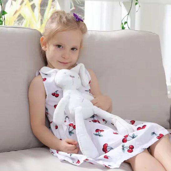 Doudou bebe doux posé dans une chambre enfant