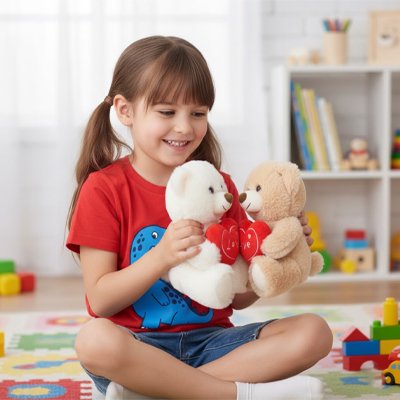 Ours en peluche servant de compagnon de jeu pour enfant et bebe
