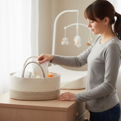 Panier rangement bébé pratique pour table à lange