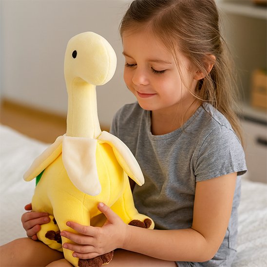Peluche dinosaure apportant une ambiance ludique et chaleureuse à la chambre
