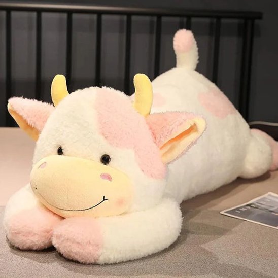 Peluche vache rose douce pour enfant
