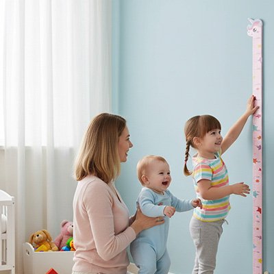 Toise enfant intégrée à la décoration murale