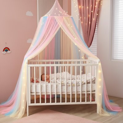 Ciel de lit bébé installé dans une chambre pour une touche élégante