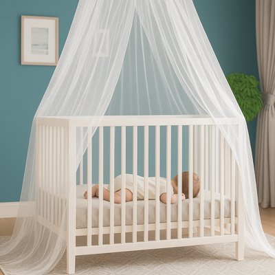 Ciel de lit bébé suspendu au-dessus du lit pour la décoration