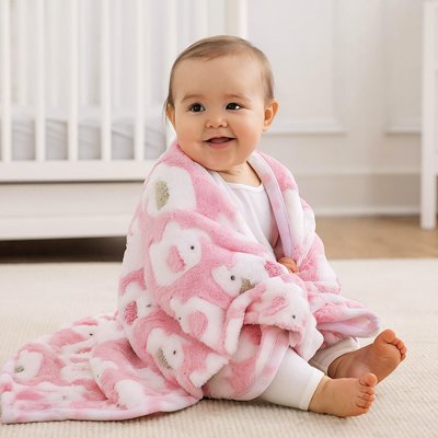Couverture bebe en tissu doux posée dans une chambre enfant
