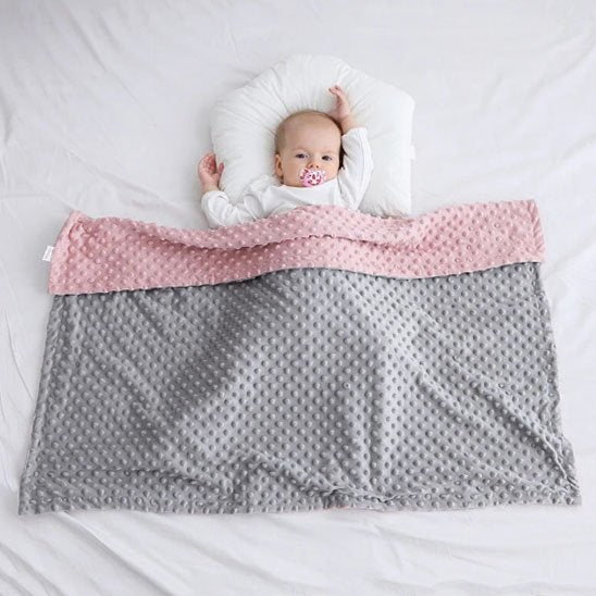 Couverture bébé rose et gris
