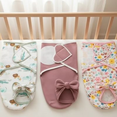 Couverture d’emmaillotage en tissu doux pour bébé