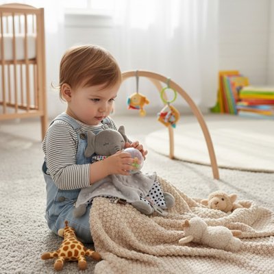 Doudou bebe en tissu moelleux