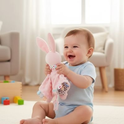 Doudou bebe posé dans une chambre enfant