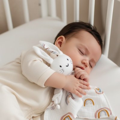 Doudou lapin  fait a la main pour bébé