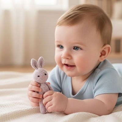 Doudou lapin fait à la main