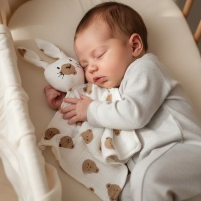 Doudou lapin servant de compagnon rassurant au quotidien