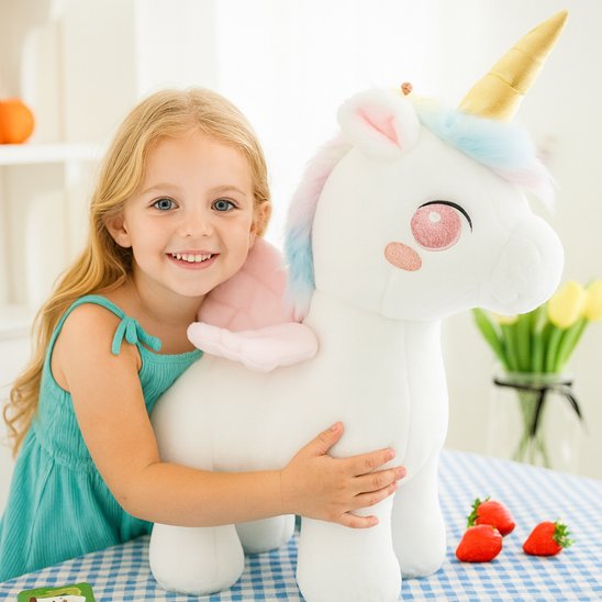 Licorne peluche moelleuse adaptée aux enfants