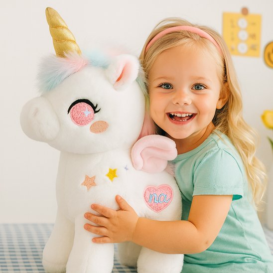 Licorne peluche servant de compagnon de jeu pour enfant