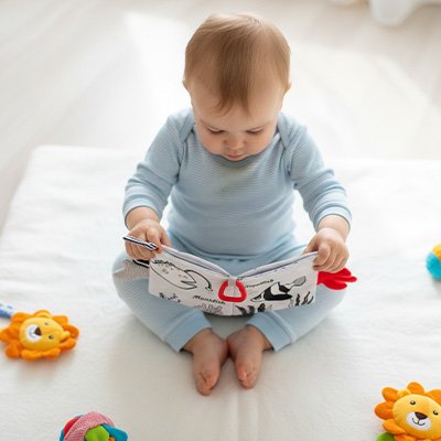 Livre bebe en tissus bébé avec pages souples