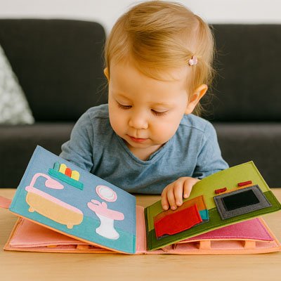 Livre bebe en tissus conçu pour l’éveil sensoriel