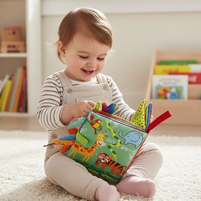 Livre bebe en tissus conçu pour l’éveil sensoriel