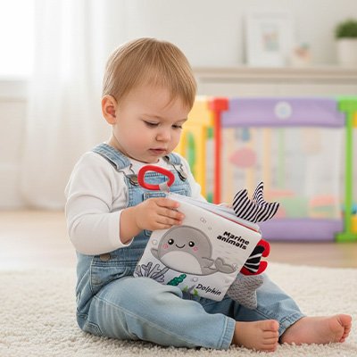 Livre bebe en tissus conçu pour l’éveil sensoriel