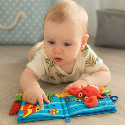 Livre bebe en tissus doux adapté aux petites mains