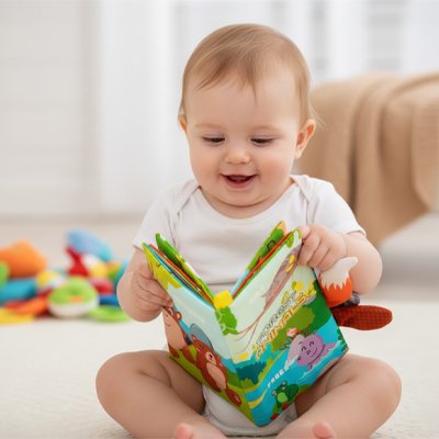 Livre bebe en tissus doux adapté aux petites mains