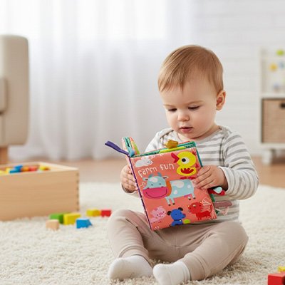 Livre bebe en tissus doux adapté aux petites mains