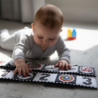 Livre bebe en tissus doux adapté aux petites mains