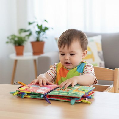 Livre bebe en tissus posé dans une chambre enfant