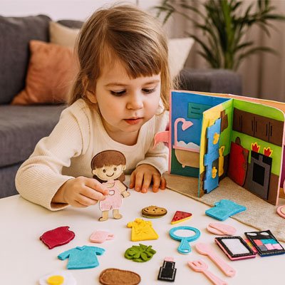 Livre bebe en tissus posé dans une chambre enfant