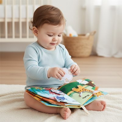 Livre bebe en tissus pour bébé avec pages souples