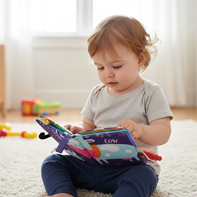 Livre bebe en tissus utilisé pour les moments de découverte