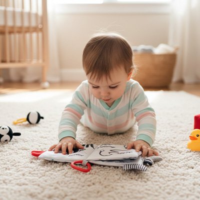 Livre bebe en tissus utilisé pour les moments de découverte