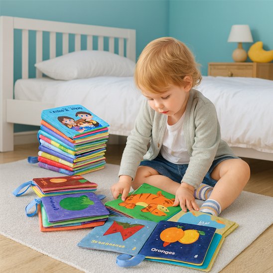 Livre bebe en tissus utilisé pour les moments de découverte