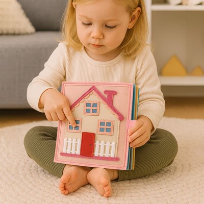 Livre bebe en tissus utilisé pour les moments de découverte