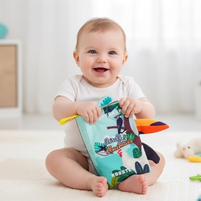 Livre bebe en tissus utilisé pour les moments de découverte