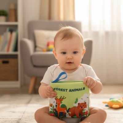 Livre bebe en tissus utilisé pour les moments de découverte