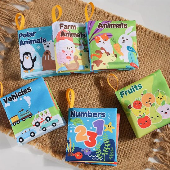livre en tissu pour bébé avec pages souples
