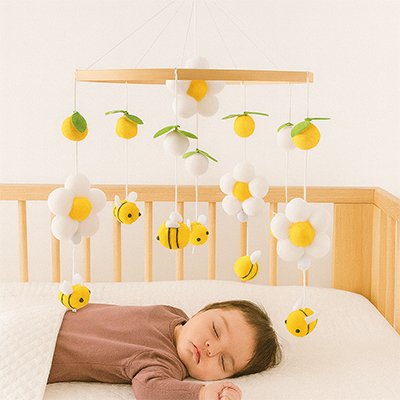 Mobile bébé conçu pour stimuler l’éveil visuel