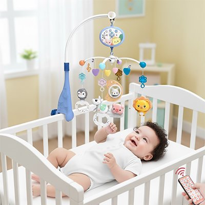 Mobile bébé conçu pour stimuler l’éveil visuel