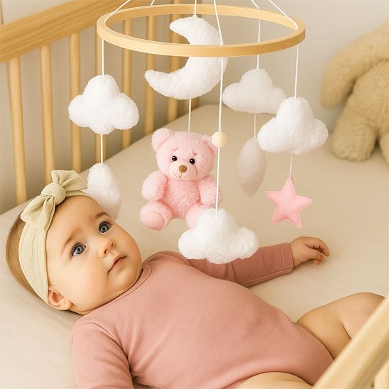 Mobile bebe  installé dans une chambre bebe