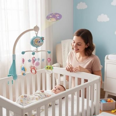Mobile musical bébé décoratif avec éléments suspendus