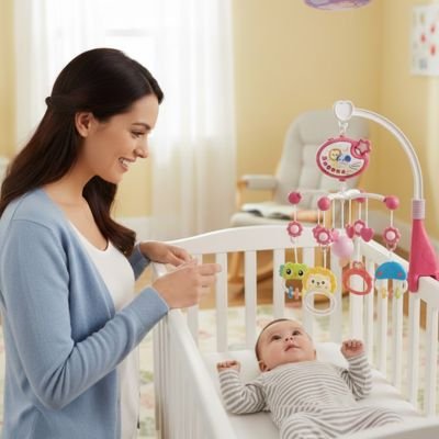 Mobile musical bébé diffusant une mélodie douce dans la chambre
