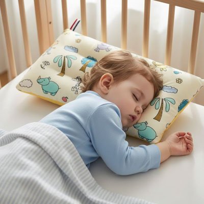 Oreiller enfant placé sur un lit pour la décoration