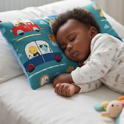 Oreiller enfant utilisé comme accessoire décoratif