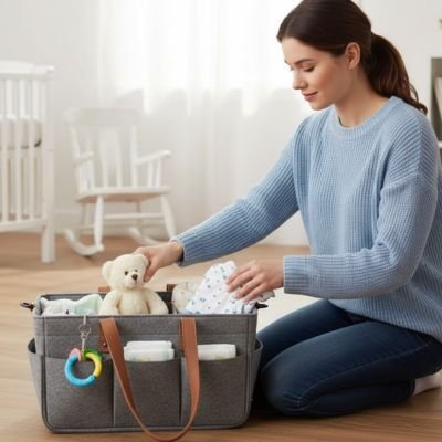 Panier rangement bébé avec compartiments pour chambre enfant