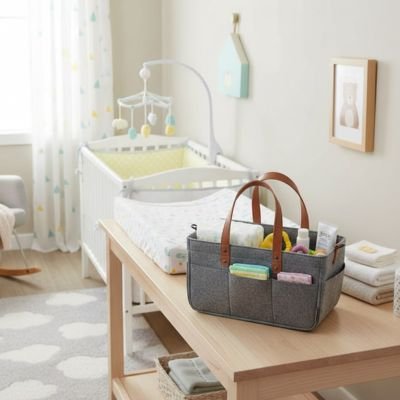 Panier rangement bébé en tissu utilisé pour le quotidien