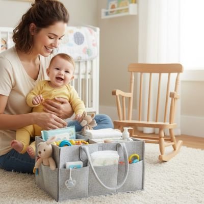 Panier rangement bebe organisé pour produits de soin