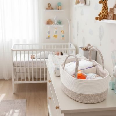 Panier rangement bébé pour couches et accessoires dans la chambre