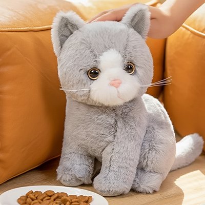 Peluche chat en tissu hypoallergénique