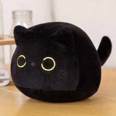 Peluche chat noir faisant partie d’une collection d’animaux