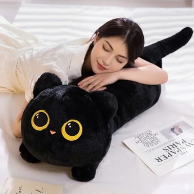 Peluche chat noir pour bébés et enfants